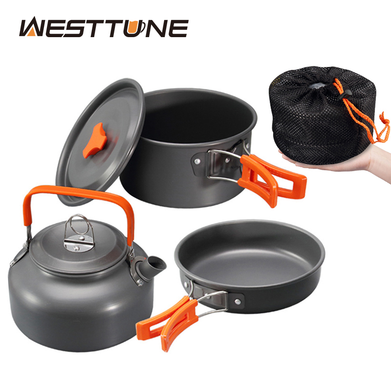 Outdoor Camping Kettle - WESTTUNE Camping Cookware Kit Aluminum Outdoor