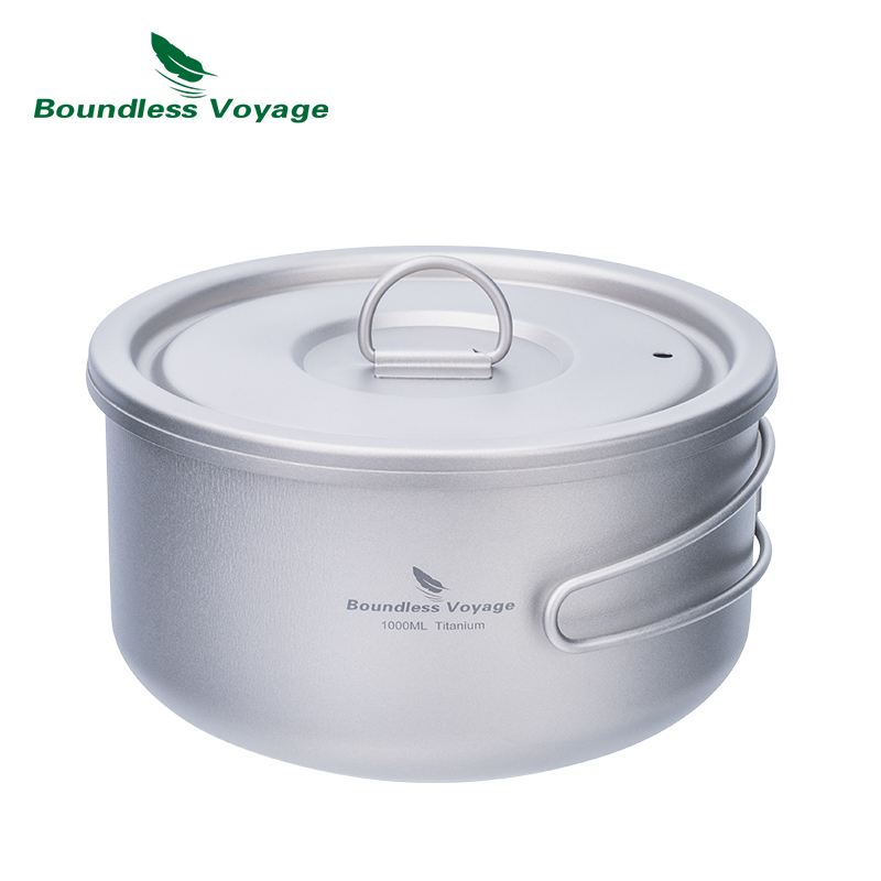 Outdoor Camping Cooking Set - Boundless Voyage Titanium Camping Pot with