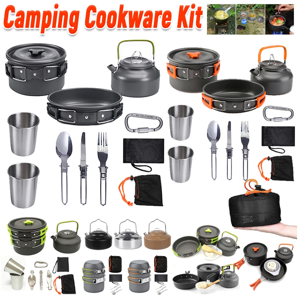 Outdoor Camping Kettle - Camping Cookware Kit Kettle Pot Pan