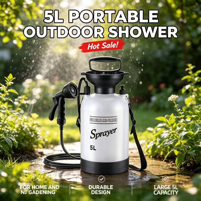 Outdoor Camping Shower - 5L Portable Camping Shower Manual Pressure