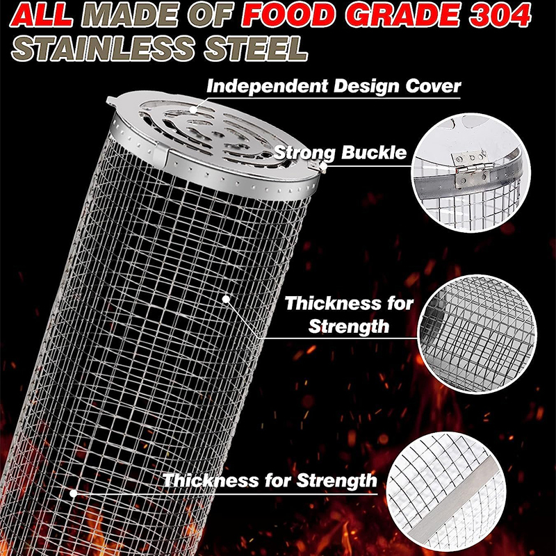 BBQ Basket Stainless Steel Rol - Outdoor Camping Cooking Set recension och pris