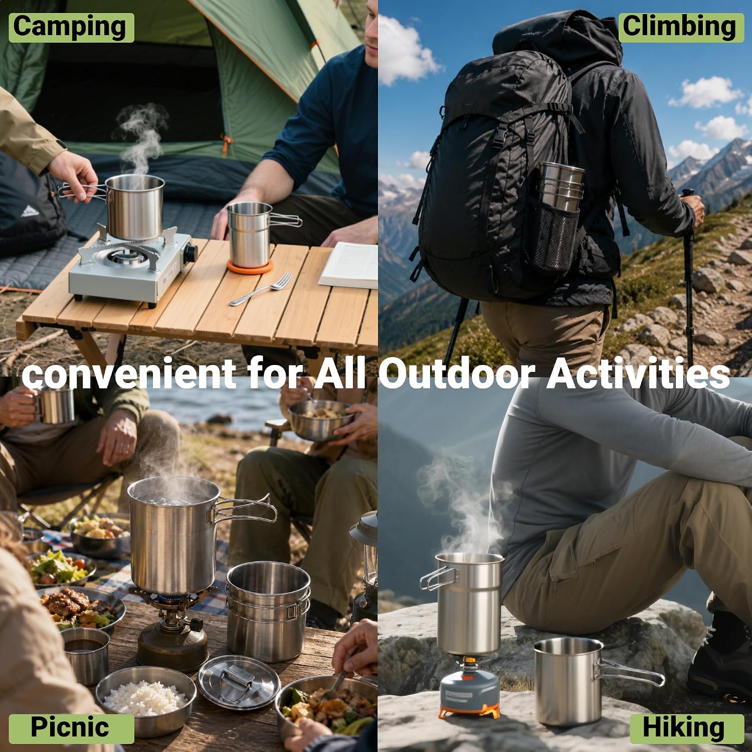 Foldable Camping Cups Mugs Cam - Outdoor Camping Cooking Set recension och pris