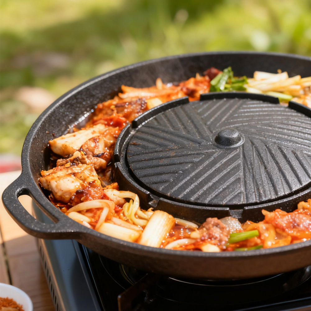 KOSUN Korean BBQ Grill Pan 2 i - Outdoor Camping Cooking Set recension och pris