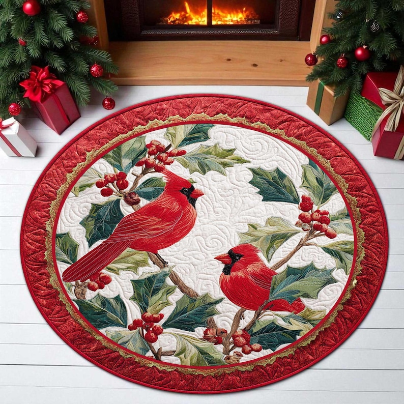 Cardinal Bird Christmas Round  - Outdoor Camping Decor Ideas recension och pris