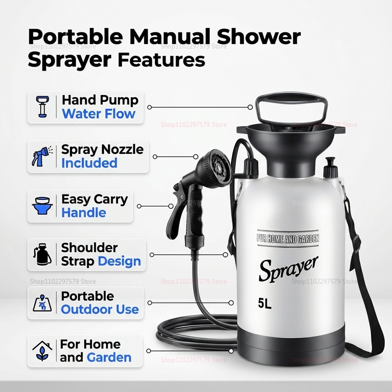 Portable Camping Shower 5L Man - Outdoor Camping Shower recension och pris