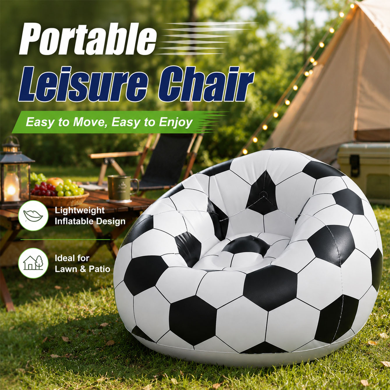 1PC Large Lazy Inflatable Sofa - Outdoor Camping Couch recension och pris