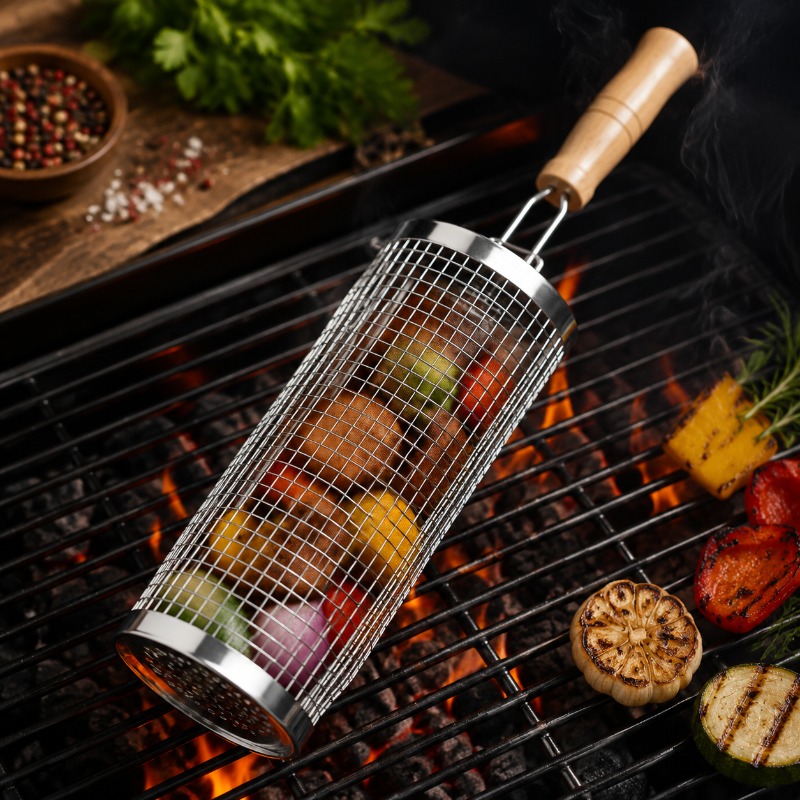 Round Barbecue Grill Basket Se - Outdoor Camping Cooking Set recension och pris