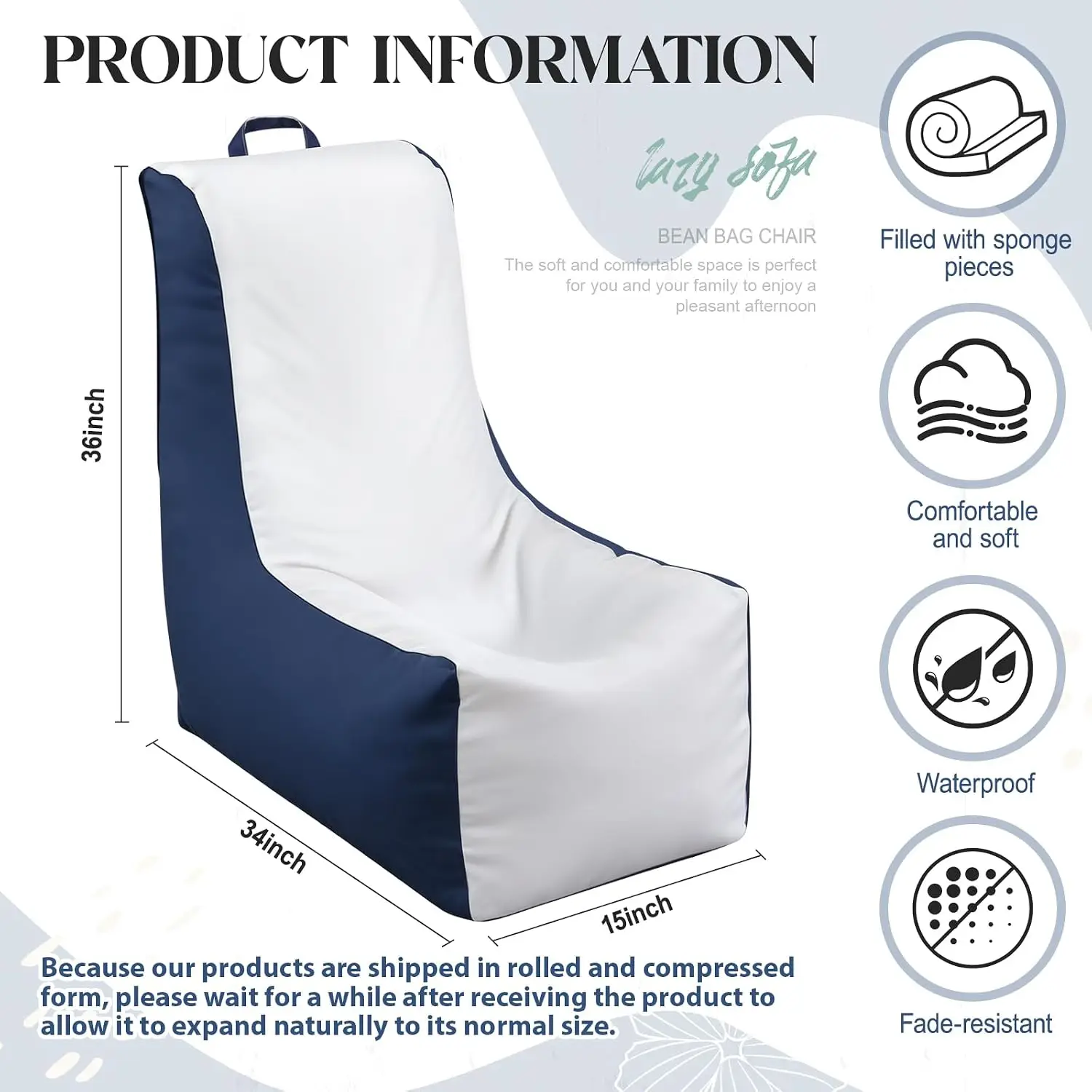 1 Pcs Boat Bean Bag Chair Loun - Outdoor Camping Couch recension och pris