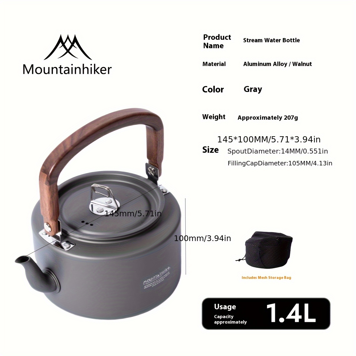 MOUNTAINHIKER Aluminum Alloy T - Outdoor Camping Kettle recension och pris